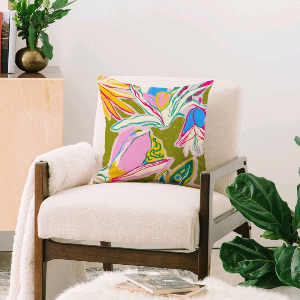 Tropical garden throw pillow. New